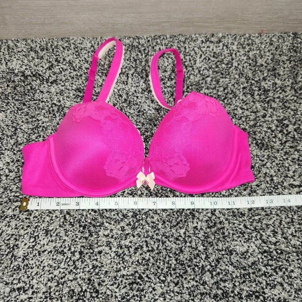 victorias secret body by victoria Padded Push Up bra Hot Pink Lace Women's 34B